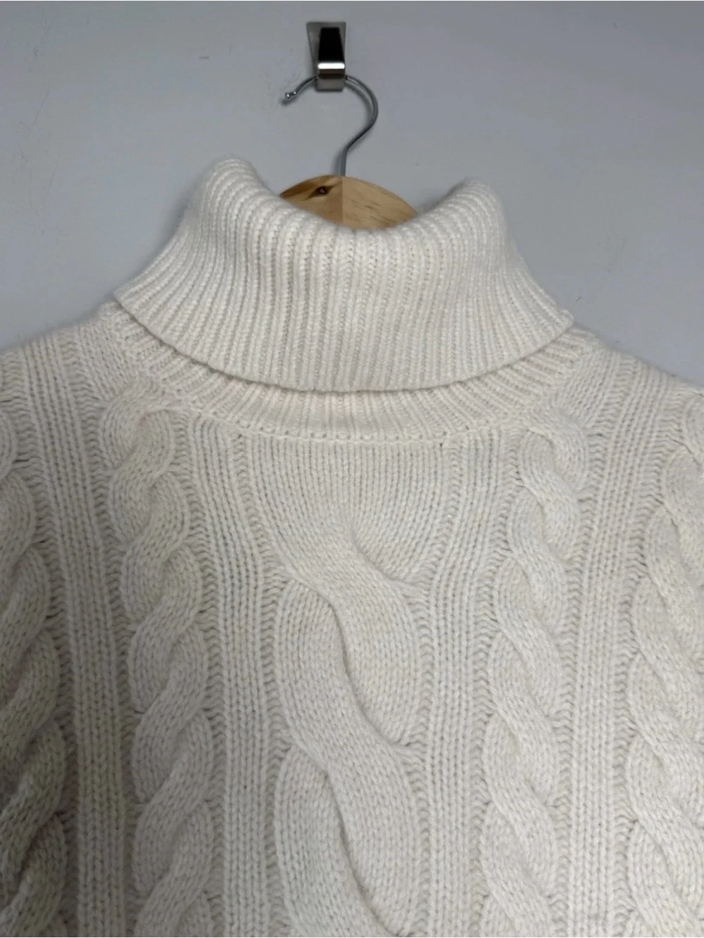 Alps & Meters women’s L merino cashmere ivory sweater fisherman cable knit